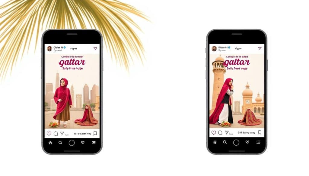 Generate image: Targeted social media ads reaching ideal customers in Qatar