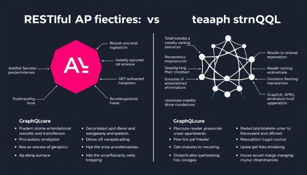 Image comparing RESTful API and GraphQL architectures