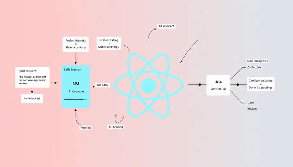 Image illustrating the architecture of a React application