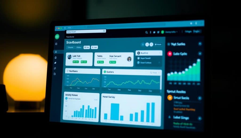 Image of Sprout Social dashboard on a computer screen
