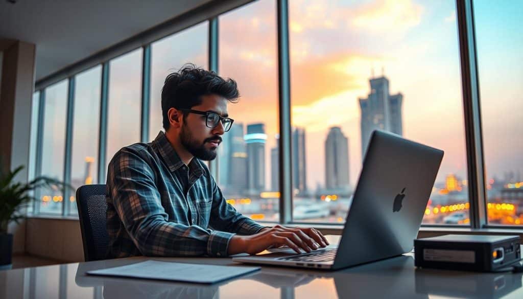 Image of a PHP developer working on a project in Qatar