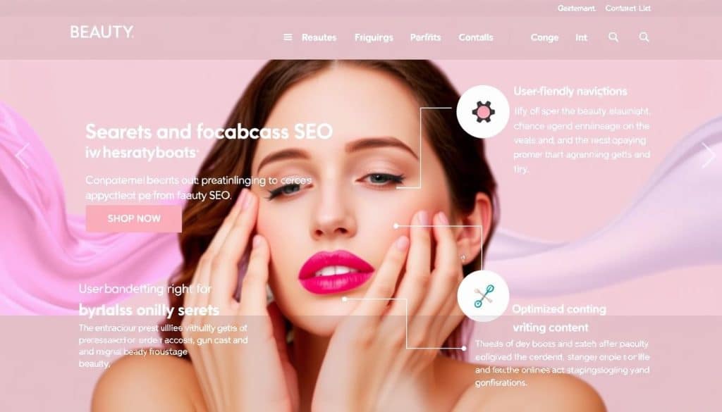 Image of a beauty brand's website with a strong SEO strategy
