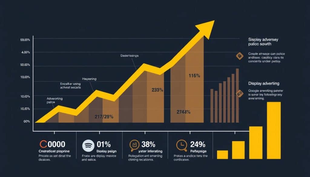 Image of a business growth graph with display advertising metrics