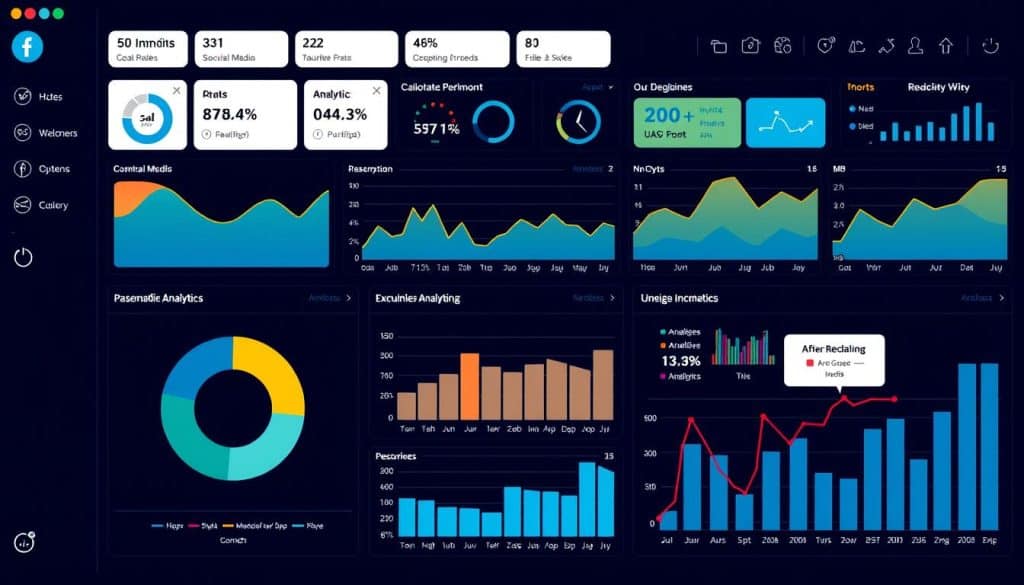Image of a dashboard displaying social media analytics