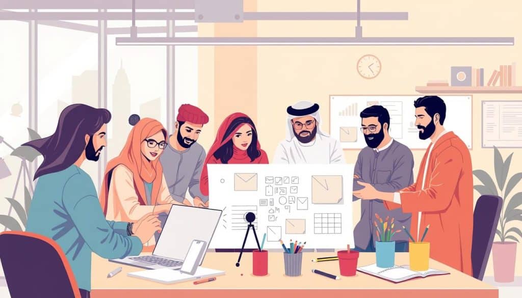Image of a design team working on a project in Qatar