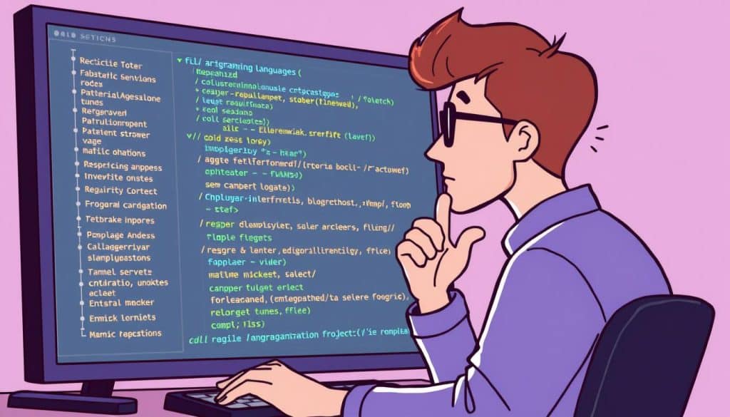 Image of a developer choosing a programming language