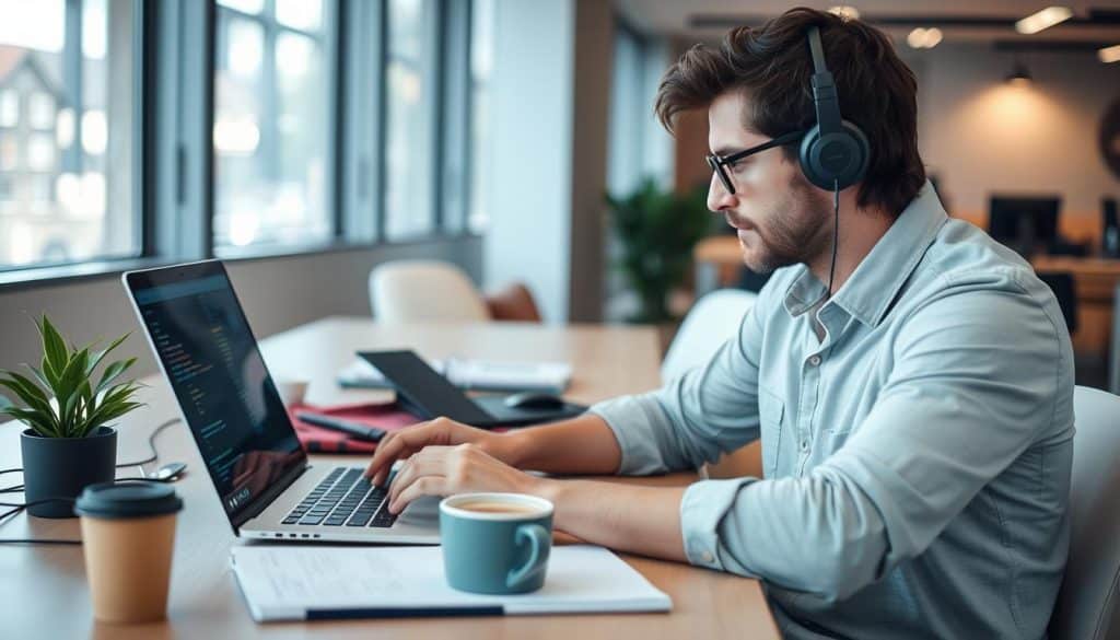Image of a developer using testing tools on a laptop