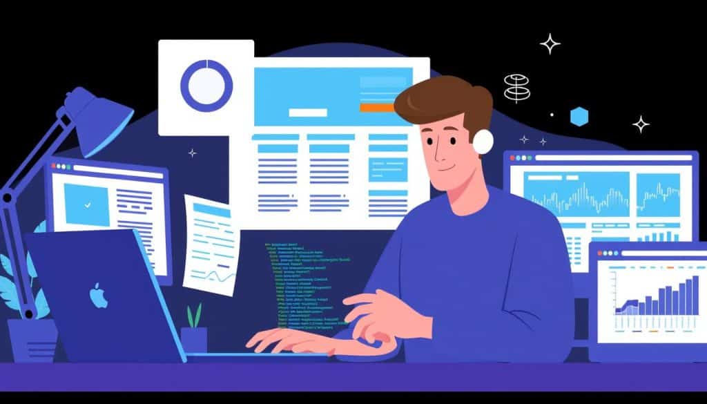 Image of a developer working on a SEO-optimized website Image of a developer working on a SEO-optimized website