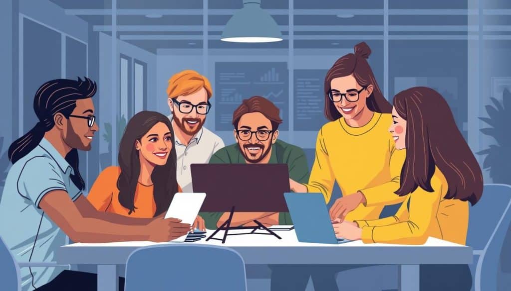 Image of a global team working together on a web development project