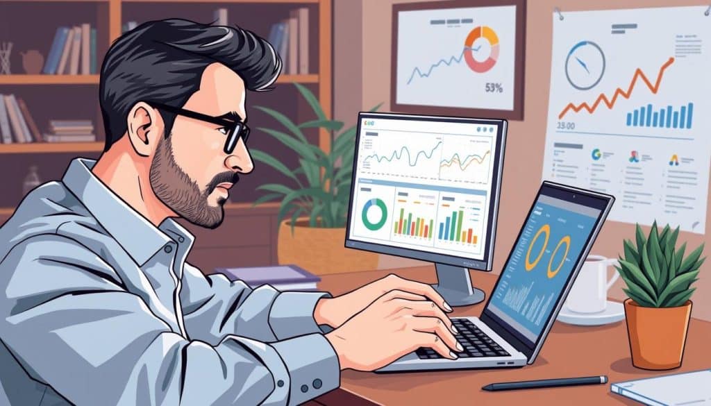 Image of a local SEO expert analyzing data on a laptop