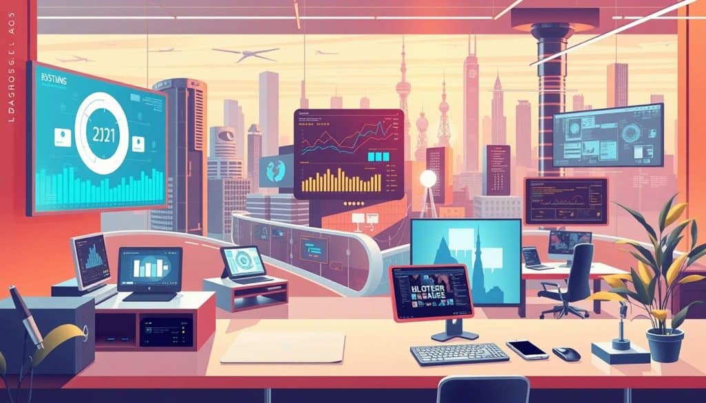 Image of a modern business technology landscape