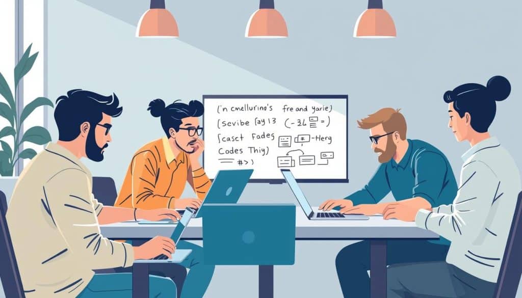 Image of a team collaborating on a front-end development project