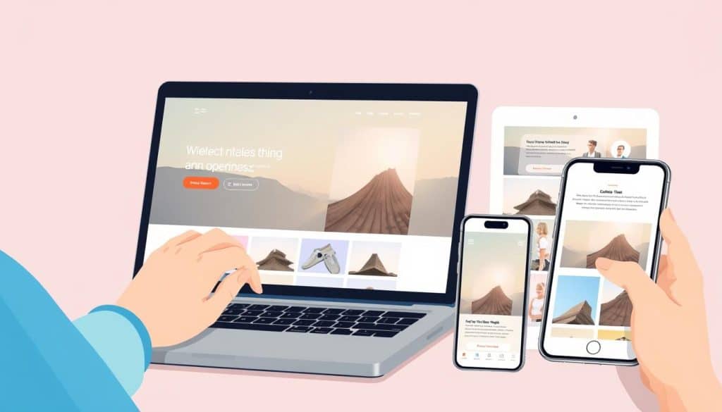 Image of a user interacting with a well-designed website on multiple devices