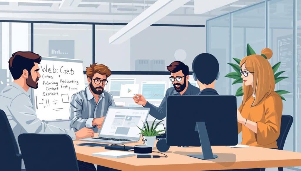 Image of a web development agency team working on a project