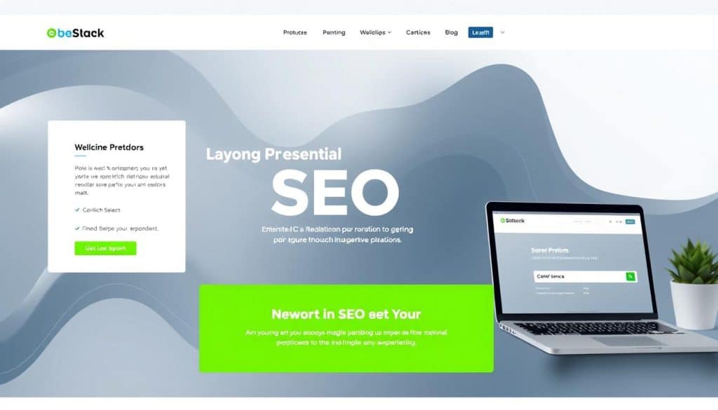 Image of a website design with SEO elements