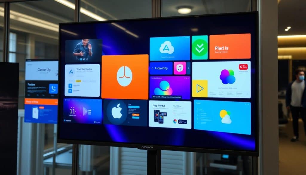 Image of various digital platforms on a screen