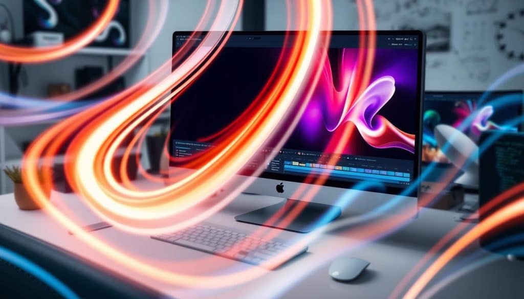 Motion graphics design software in action