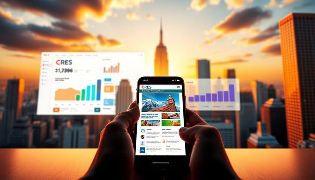Prompt A vibrant digital scene depicting personalized email marketing for the CRES brand. In the foreground, a smartphone displays a beautifully crafted, dynamic email campaign with tailored content and imagery. The middle ground features a stylized email marketing dashboard, showcasing various personalization metrics and insights. In the background, a cityscape filled with skyscrapers and a warm, golden sunset radiates a sense of productivity and success. The overall atmosphere evokes a feeling of precision, engagement, and the power of personalized communication to drive business growth. Prompt A vibrant digital scene depicting personalized email marketing for the CRES brand. In the foreground, a smartphone displays a beautifully crafted, dynamic email campaign with tailored content and imagery. The middle ground features a stylized email marketing dashboard, showcasing various personalization metrics and insights. In the background, a cityscape filled with skyscrapers and a warm, golden sunset radiates a sense of productivity and success. The overall atmosphere evokes a feeling of precision, engagement, and the power of personalized communication to drive business growth.