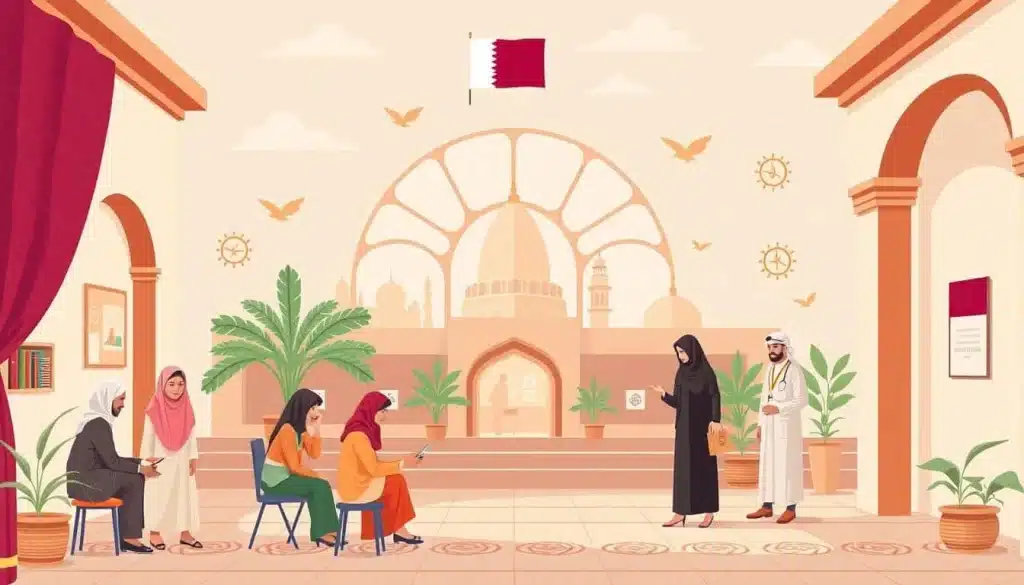 Generate an image representing paid social services in Qatar